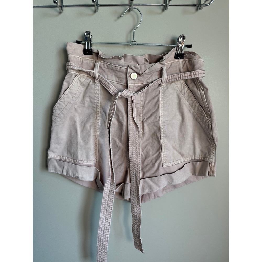 Abercrombie & Fitch Paperbag Shorts Womens Small Muted Salmon Safari Boho Casual